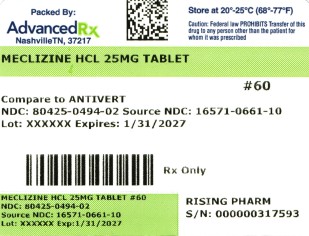 Meclizine HCL 25mg #60