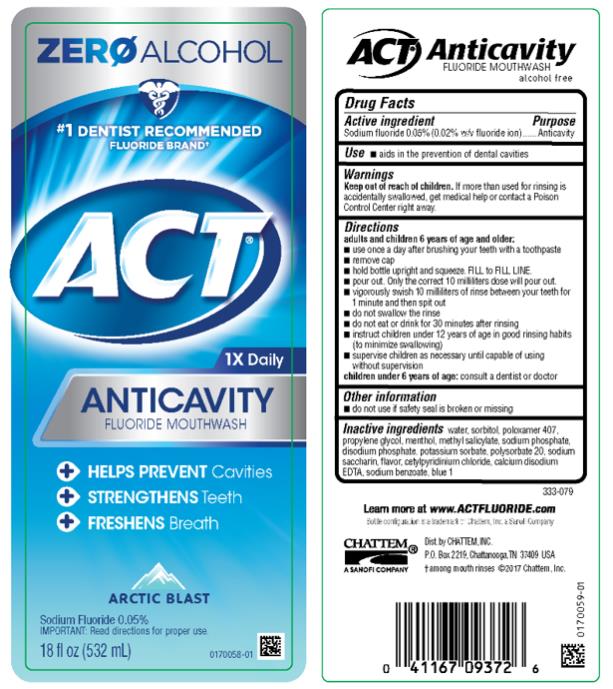 PRINCIPAL DISPLAY PANEL
ZERO ALCOHOL
ACT
1X Daily
ANTICAVITY
ARCTIC BLAST
18 fl oz (532 mL)
