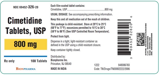 Cimetidine Tablets 800 mg Bottle Label