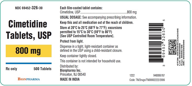 Cimetidine Tablets 800 mg Bottle Label