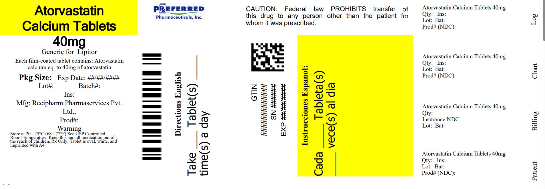 Atorvastatin Calcium Tablets 40mg R
