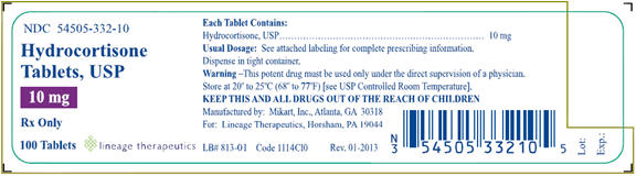 Hydrocortisone Tablets, USP 10 mg - NDC: <a href=/NDC/64720-332-10>64720-332-10</a> 100 Tablets