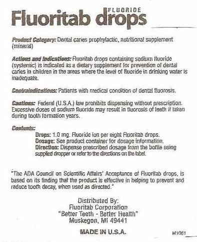 Fluoritab Fluoride Drops label front 1oz