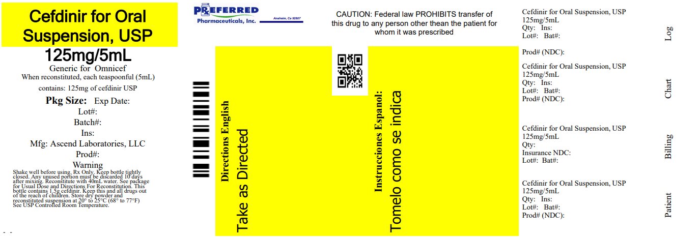 Cefdinir for Oral Suspension USP 125mg per 5mL