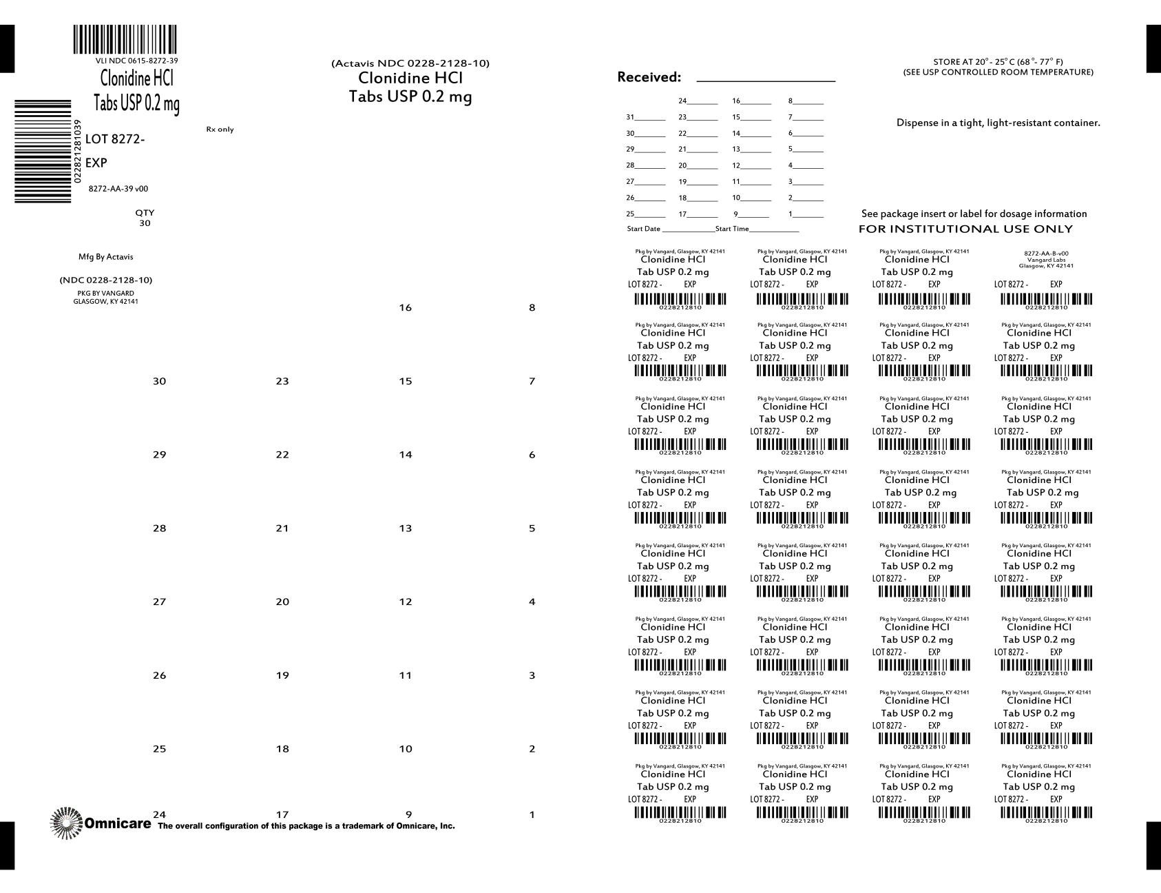 Principal Display Panel-Clonidine 0.2mg Tab Bingo label