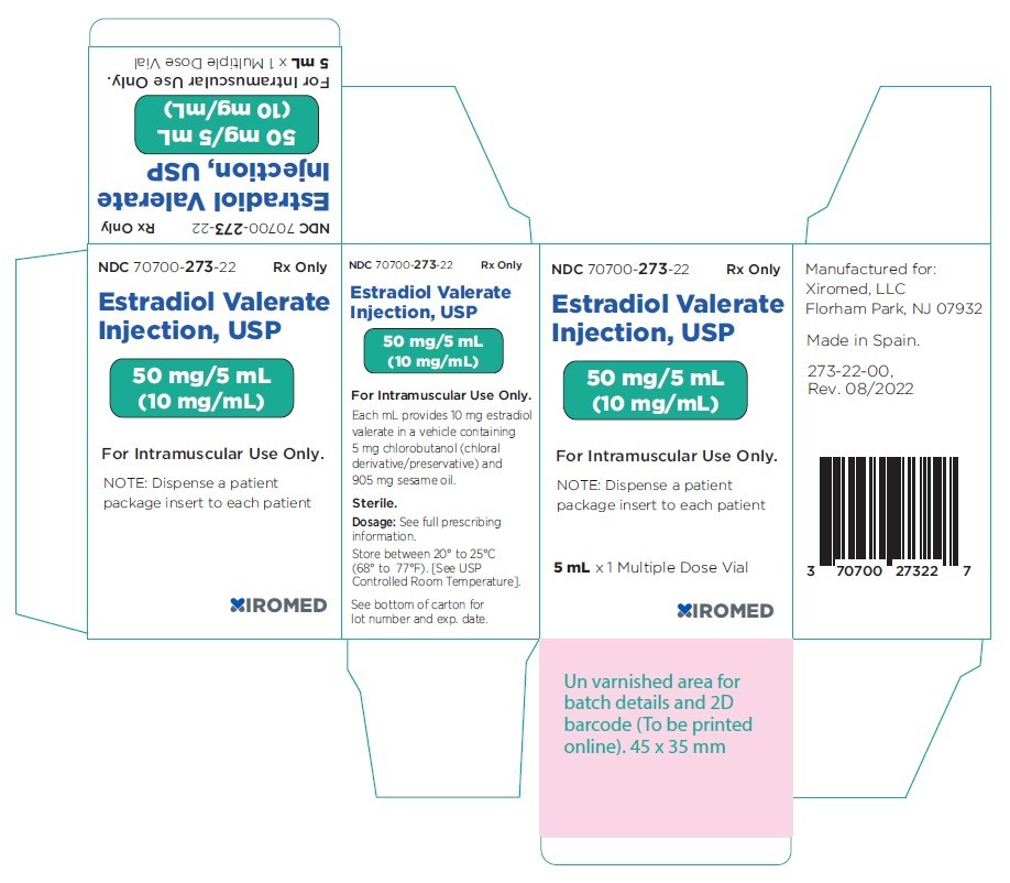 Estradiol valerate injection, USP  10 mg/mL - NDC: <a href=/NDC/70700-273-22>70700-273-22</a> - Carton Label