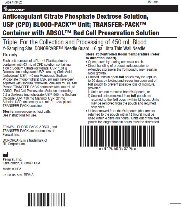 Anticoagulant Citrate Phosphate Dextrose Solution, USP (CPD) BLOOD-PACK™ Unit; TRANSFER-PACK™ Container with ADSOL™ Red Cell Preservation Solution label