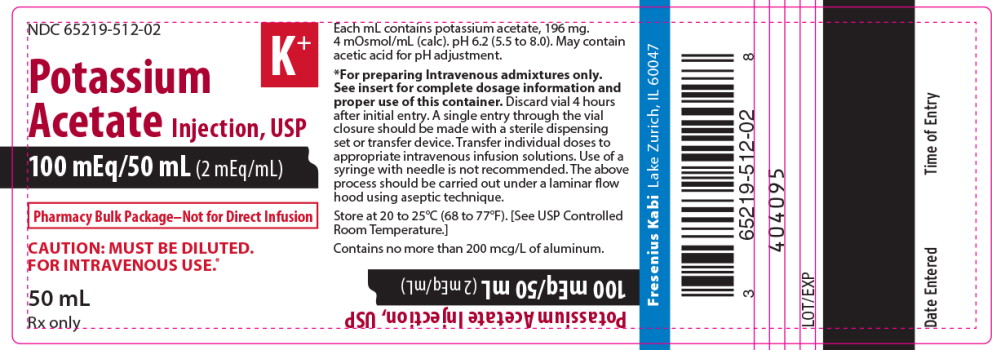 Package Label - Principal Display Panel – Potassium Acetate Injection, USP 50 mL Vial Label
