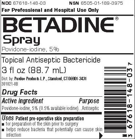 Betadine Spray NDC: <a href=/NDC/67618-148-03>67618-148-03</a>