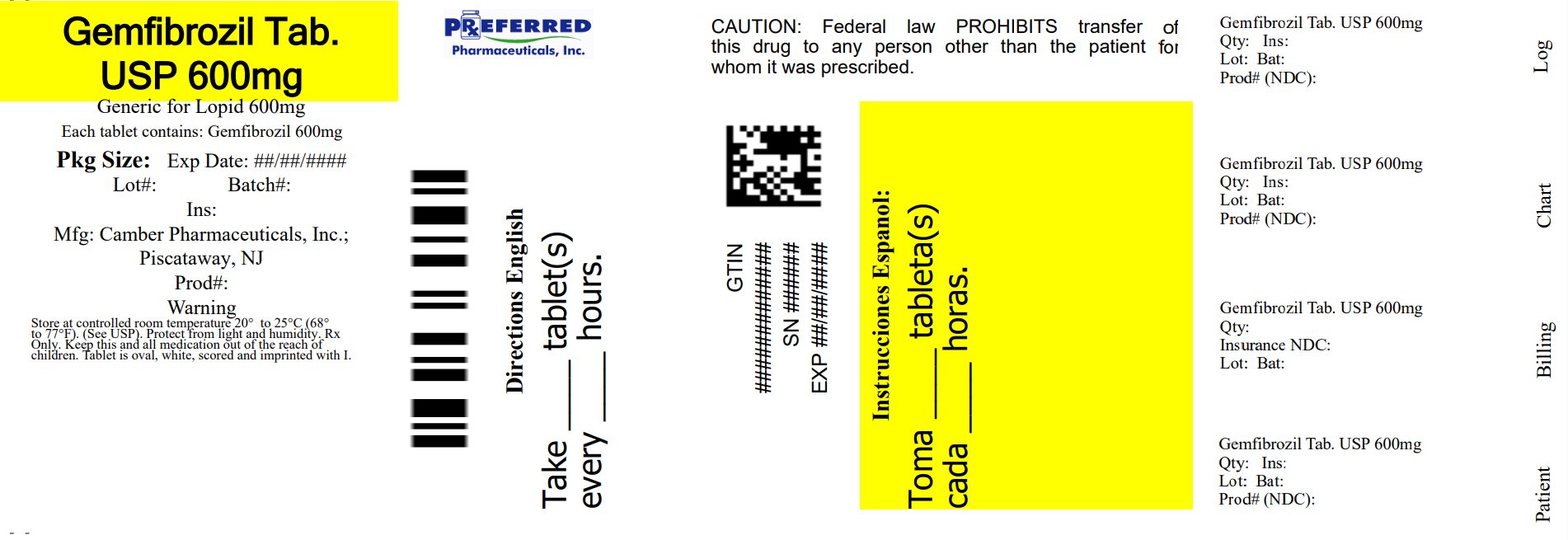 Gemfibrozil Tab USP 600mg