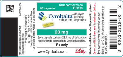 PACKAGE LABEL- Cymbalta 20 mg, bottle of 60
