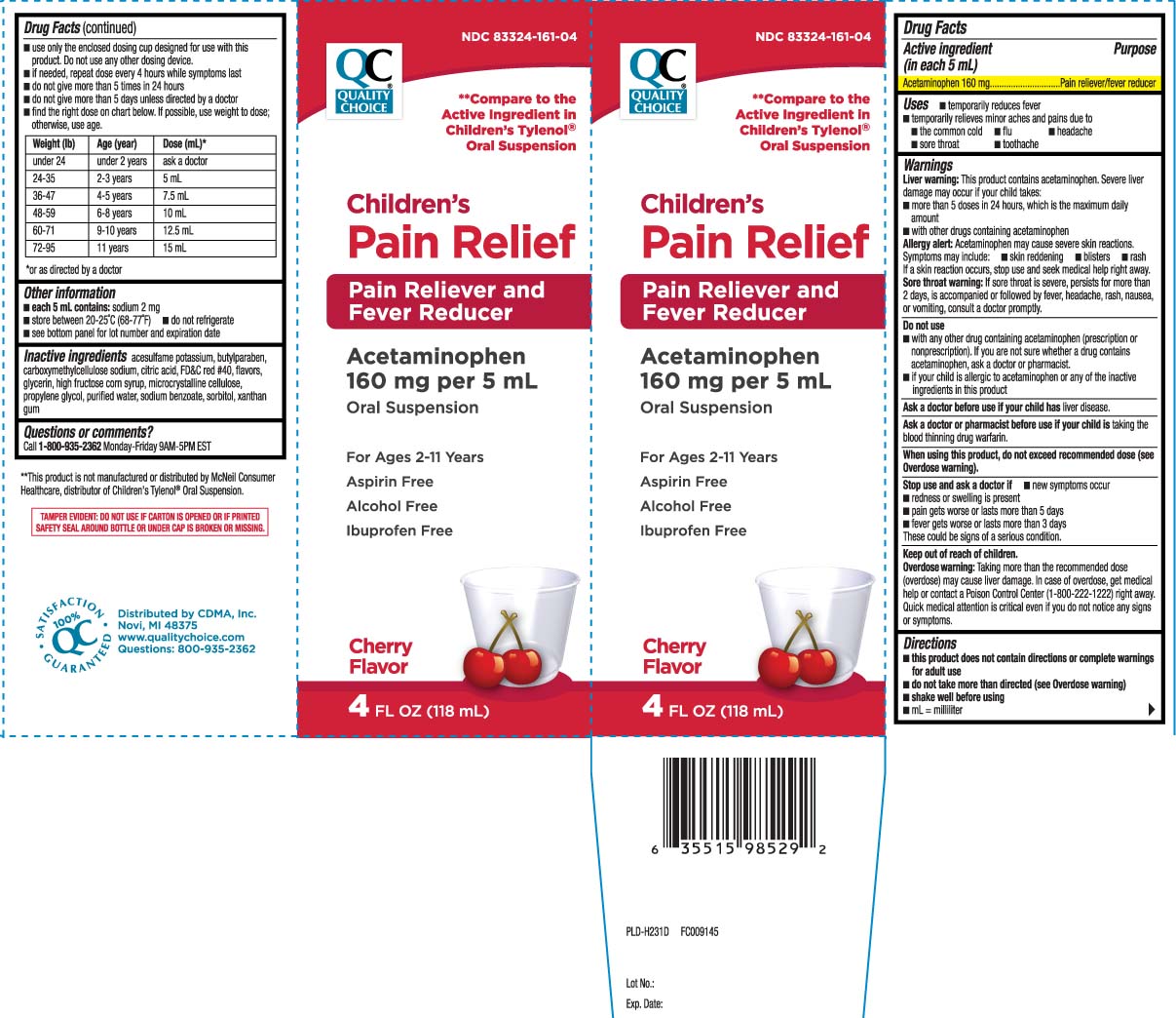 Acetaminophen 160 mg