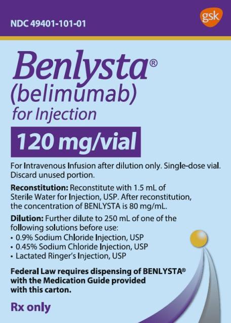 benlysta 120 mg per vial carton