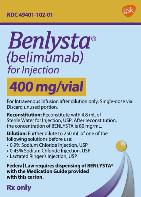 benlysta 400 mg per vial carton