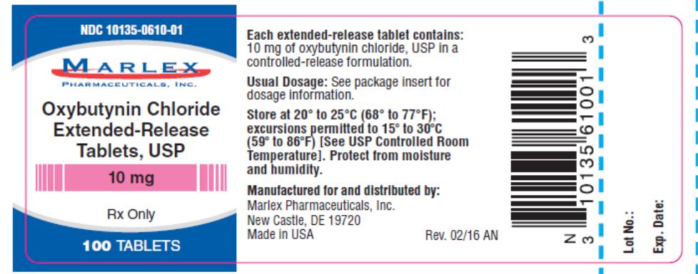 PRINCIPAL DISPLAY PANEL
NDC: <a href=/NDC/10135-0609-0>10135-0609-0</a>5
Marlex
Oxybutynin Chloride
Extended- Release
Tablets, USP
5 mg
Rx Only
500 Tablets
