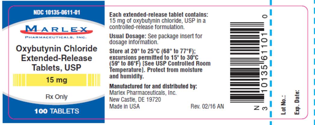 PRINCIPAL DISPLAY PANEL
NDC: <a href=/NDC/10135-0610-0>10135-0610-0</a>1
Marlex
Oxybutynin Chloride
Extended- Release
Tablets, USP
10 mg
Rx Only
100 Tablets
