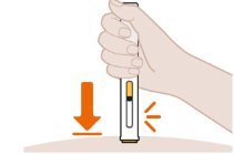 2. Position the Pen at the Injection Site and Press Firmly to Start the Injection