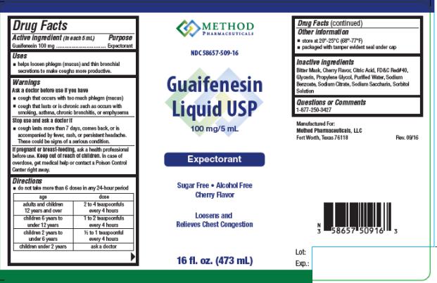 PRINCIPAL DISPLAY PANEL
NDC 58657- 509- 16
Guaifenesin
Liquid USP
100 mg/ 5 mL
Expectorant
16 fl. oz. (473 mL)
