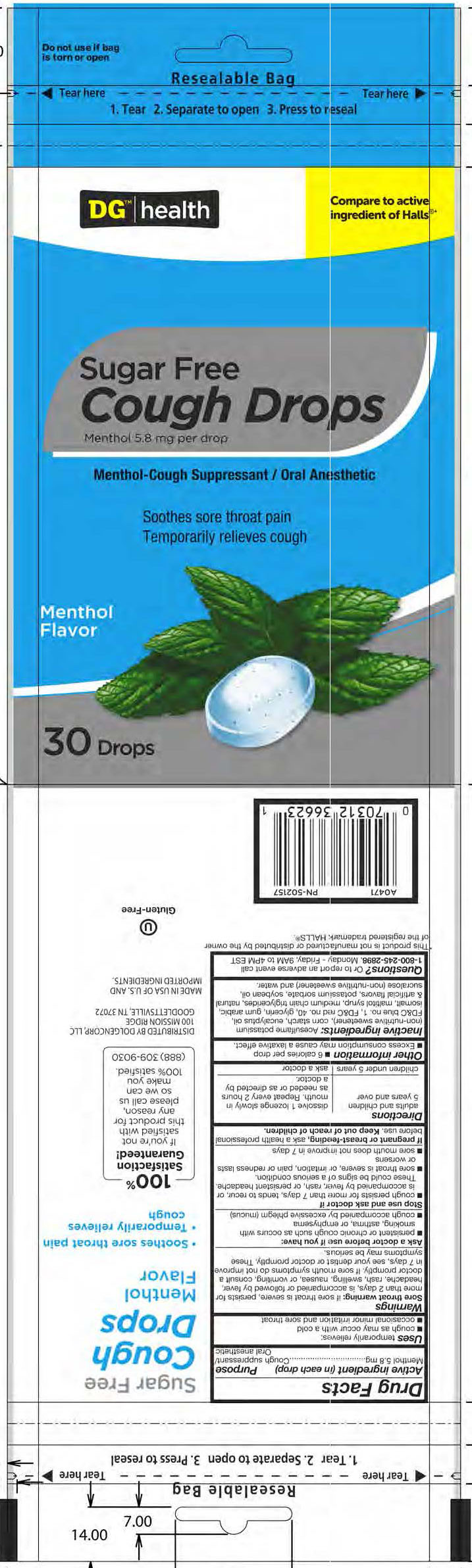 Dollar General SF Menthol 30ct cough drops