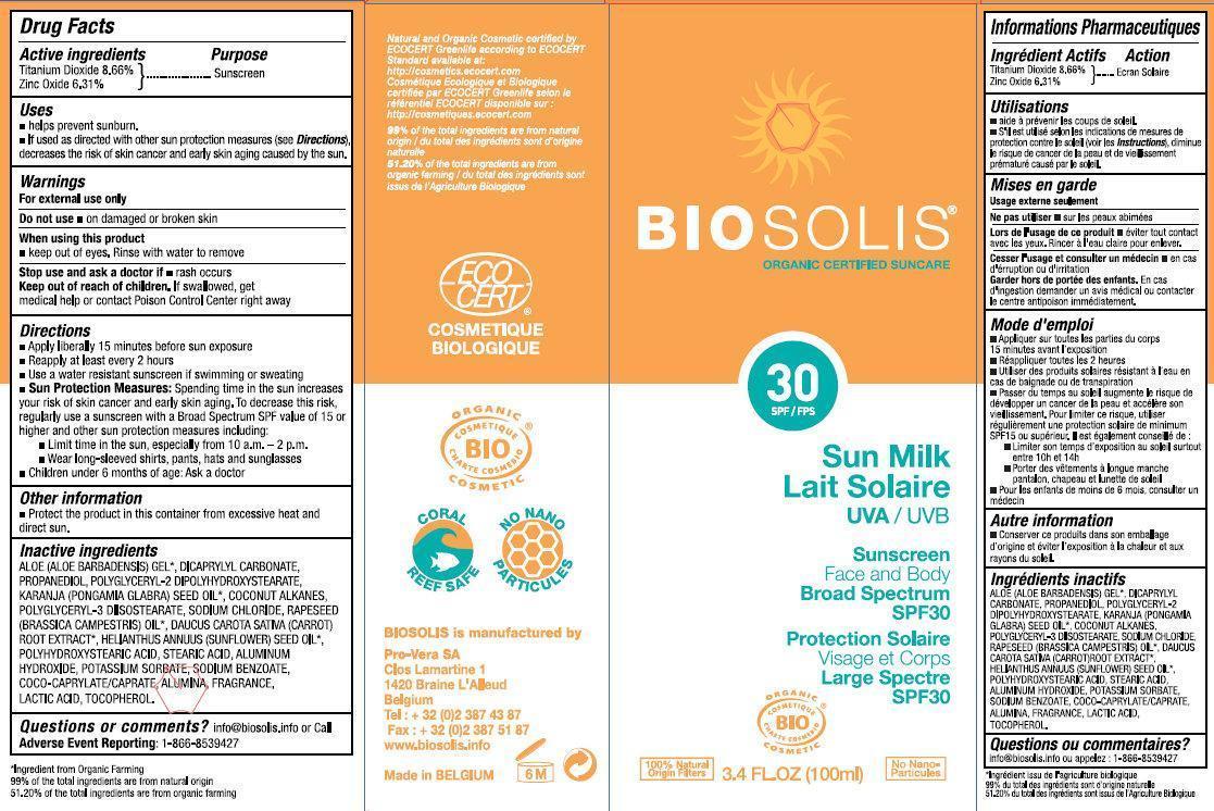 Sun Milk SPF 30 Outer Label