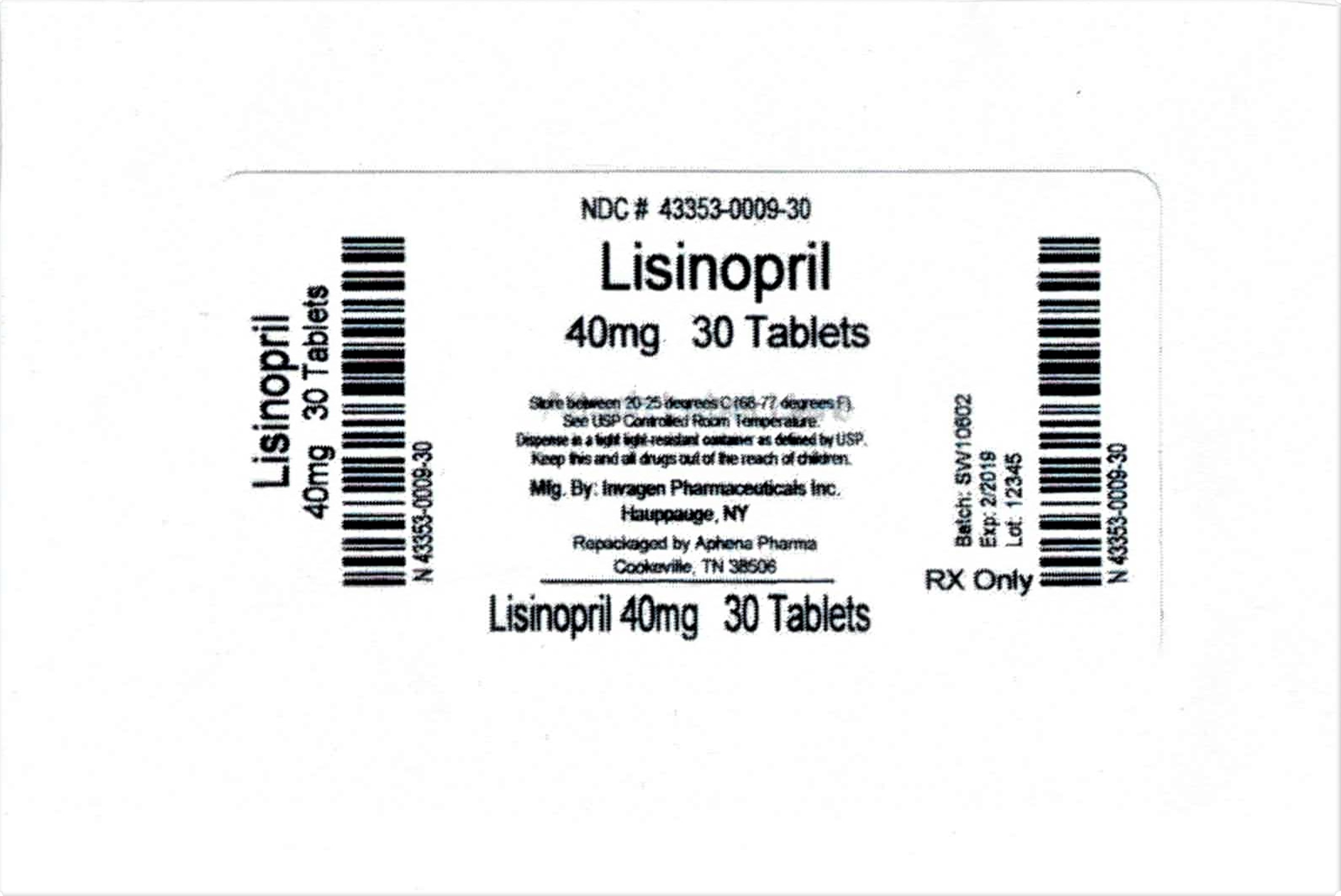 Lisinopril Tablets 40mg 30 Tablets