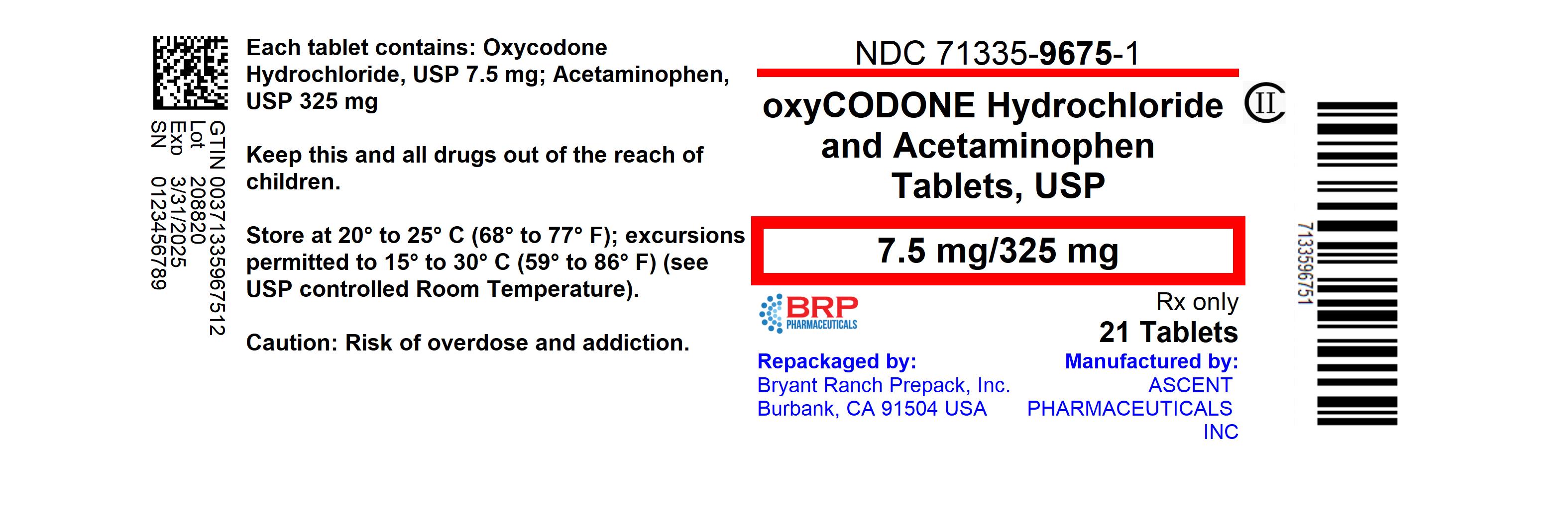 OXYCODONE AND ACETAMINOPHEN tablet
