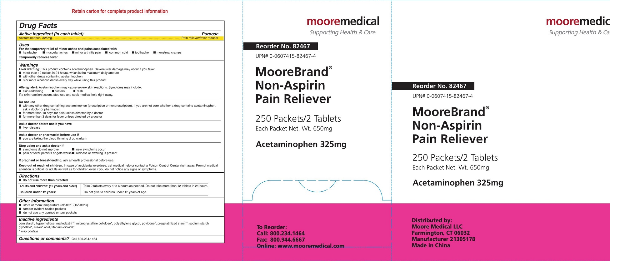 Moore Medical Non-Aspirin Label Die