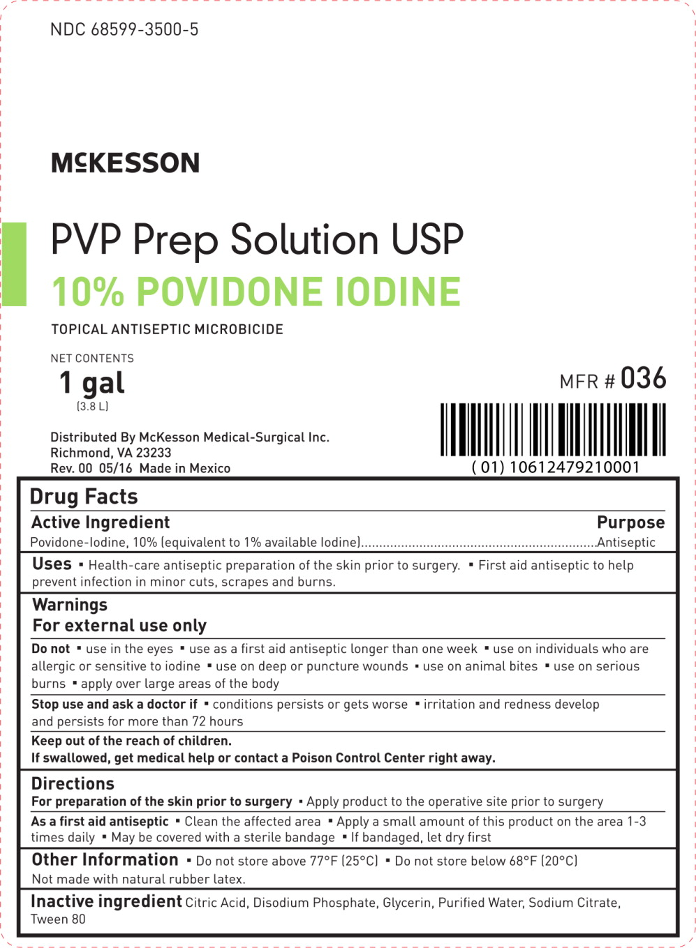 Principal Display Panel - McKesson PVP Prep Solution 1 gal Carton label
