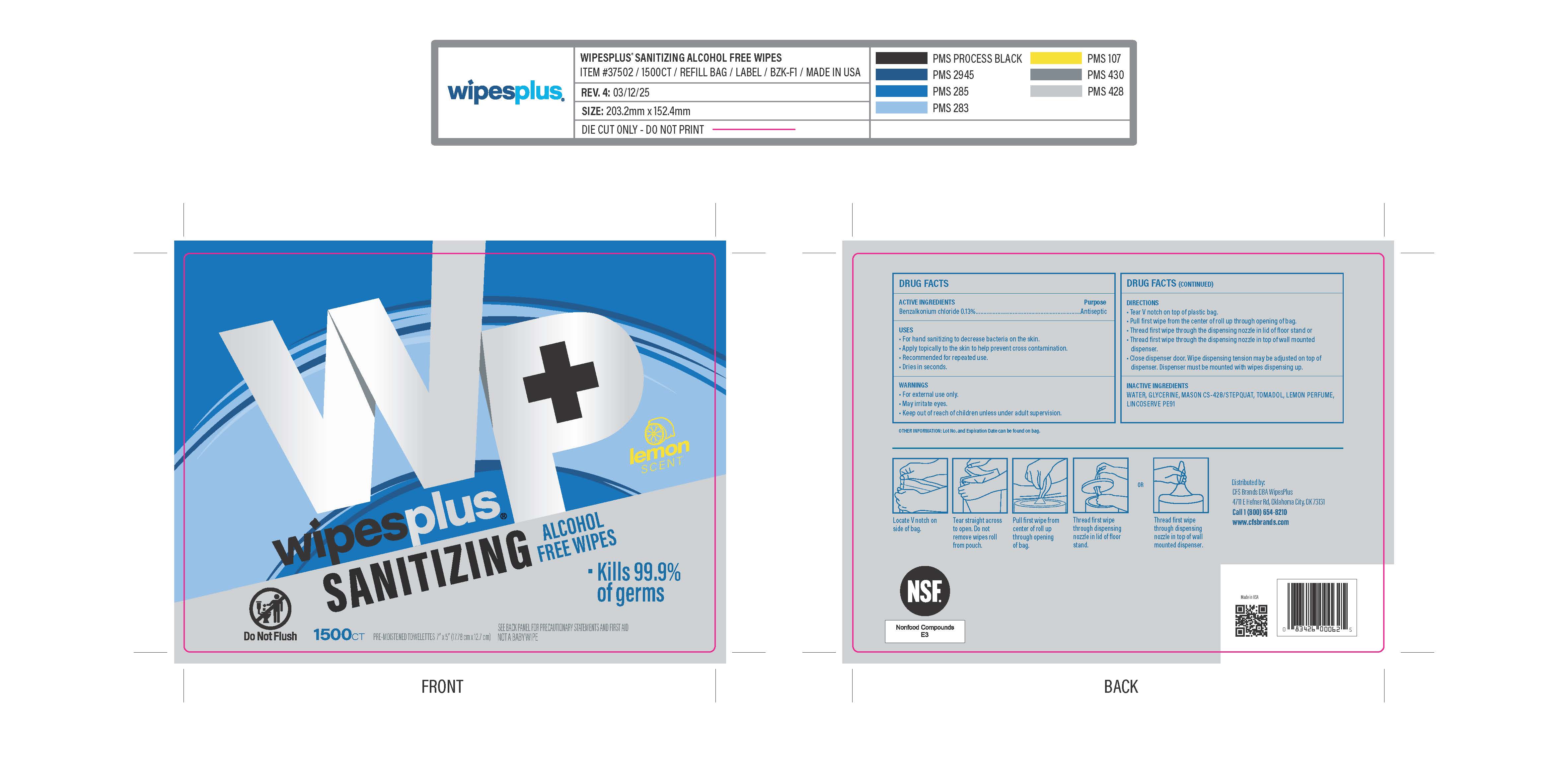 Hand sanitizing wipe alcohol free