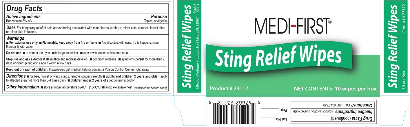 Medi-First Sting Relief Wipes China
