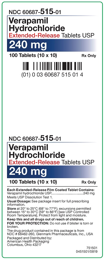 240 mg Verapamil HCl ER Tablets Carton