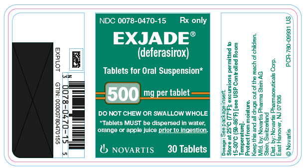 PRINCIPAL DISPLAY PANEL EXJADE ® (deferasirox) Tablets for Oral Suspension* 500 mg per tablet