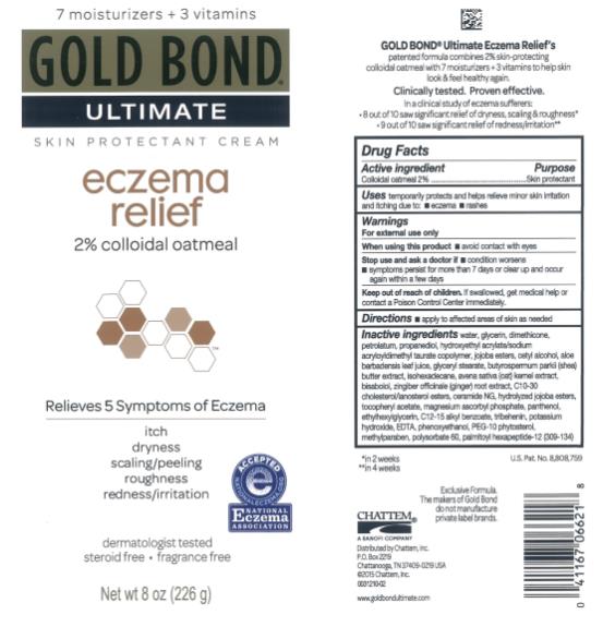 7 moisturizers + 3 vitamins
GOLD BOND® 
ULTIMATE
eczema relief
2% colloidal oatmeal
Net wt 8 oz (226 g)
