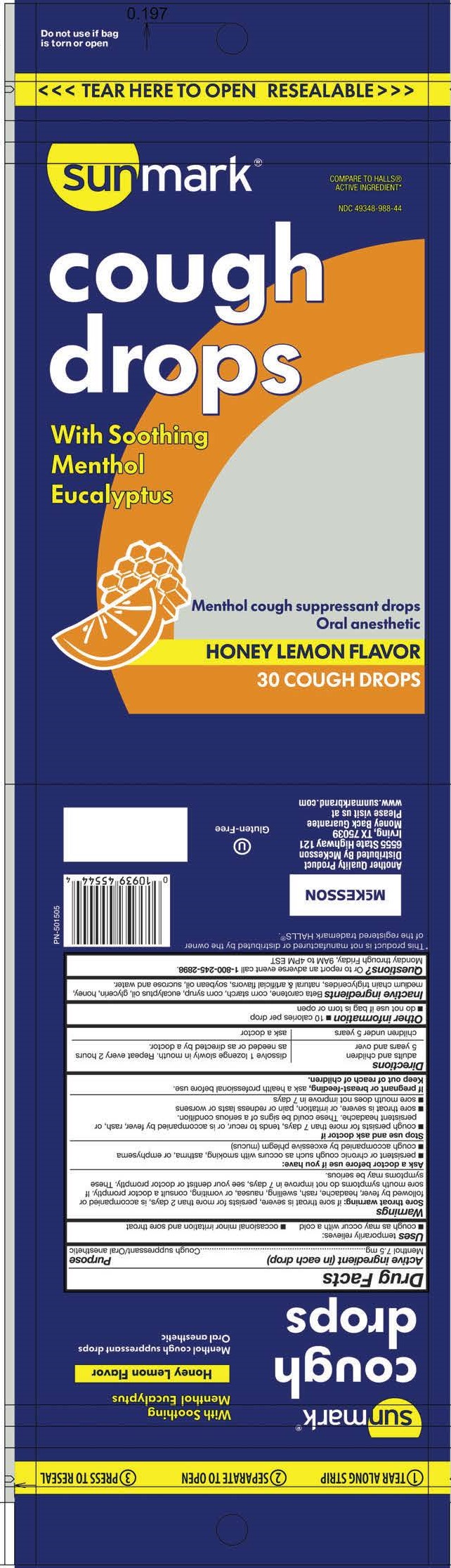 HONEY LEMON COUGH DROPS menthol lozenge