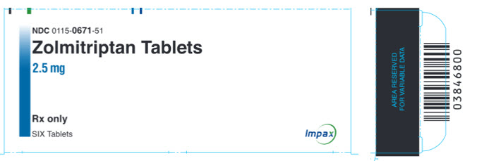 Zolmitriptan Tablets 2.5 mg Carton - 6 Tablets
