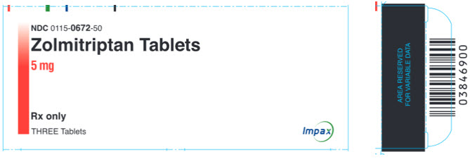 Zolmitriptan Tablets 5 mg Carton - 3 Tablets