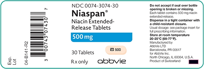 niaspan extended release 500 mg tablets 30ct  bottle