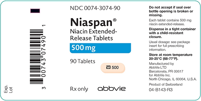 niaspan 500 mg 90 tablets