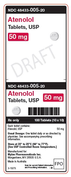 Atenolol Tablets, USP 50 mg Unit Carton Label