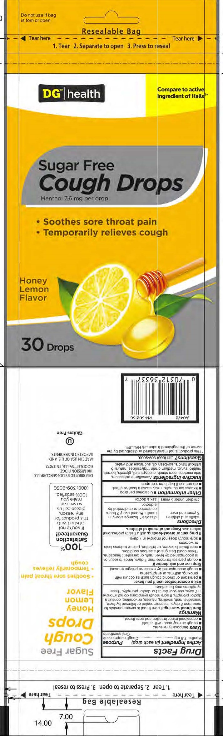 Dollar General SF Honey Lemon 30ct Cough Drops