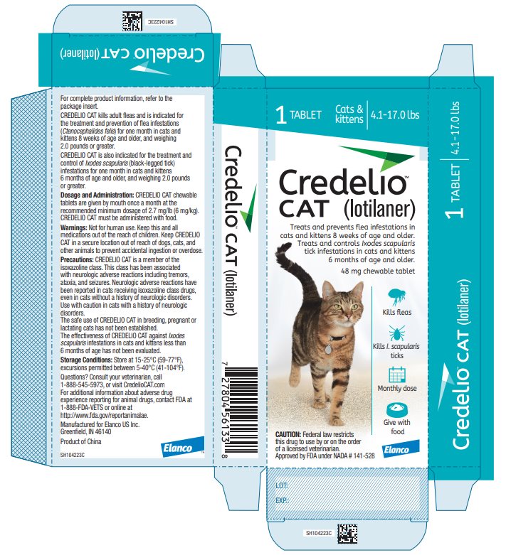 Credelio CAT (lotilaner) 48 mg chewable tablet - 1 tablet Carton Label