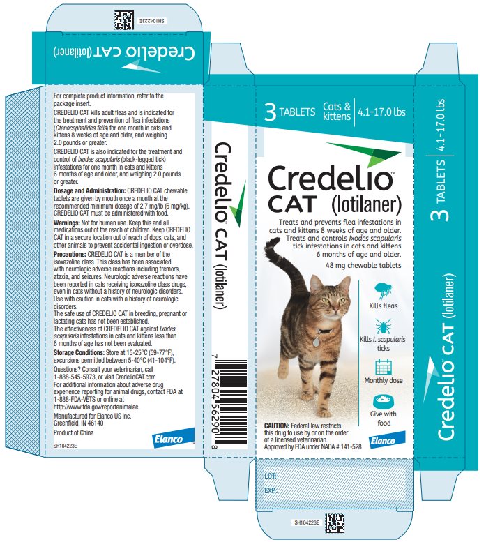 Credelio CAT (lotilaner) 48 mg chewable tablet - 3 tablets Carton Label