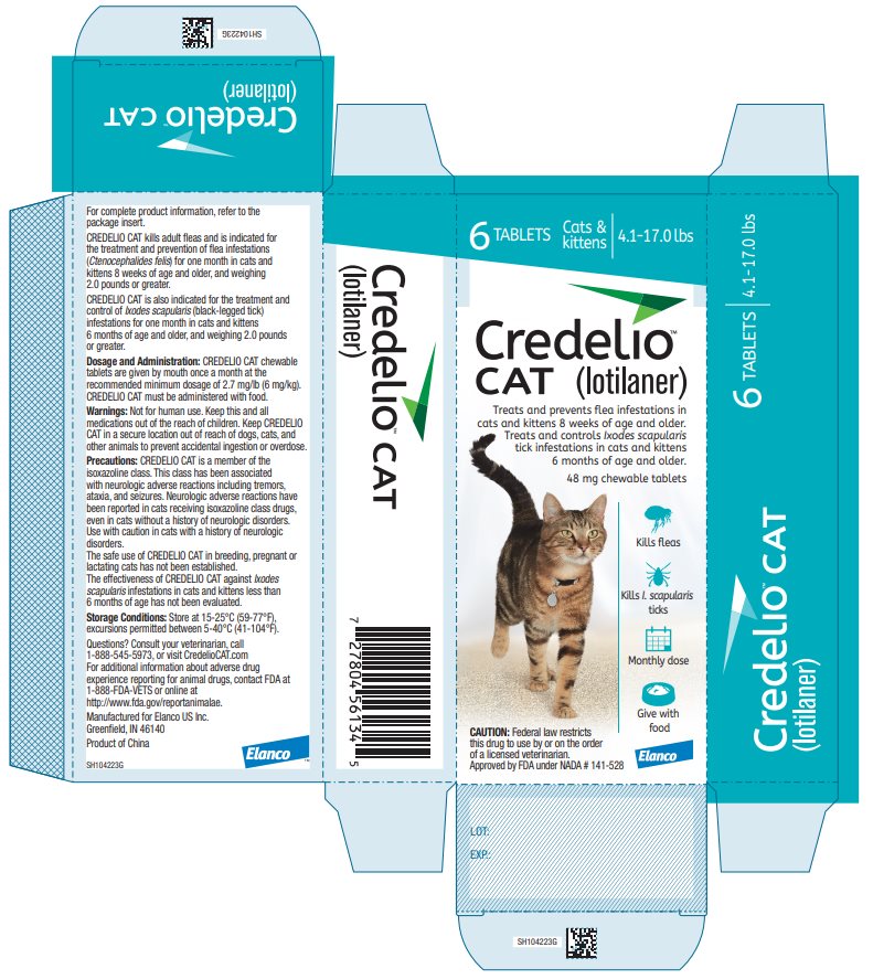 Credelio CAT (lotilaner) 48 mg chewable tablet - 6 tablets Carton Label