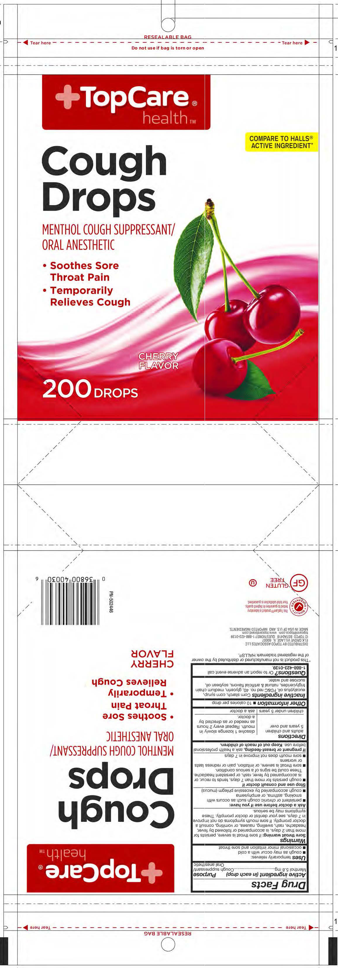 TopCare Cherry 200ct Cough Drops