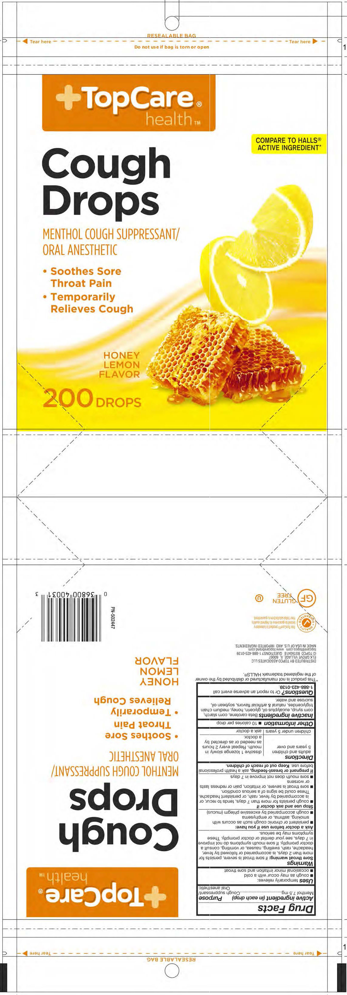 TopCare Honey Lemon 200ct Cough Drops
