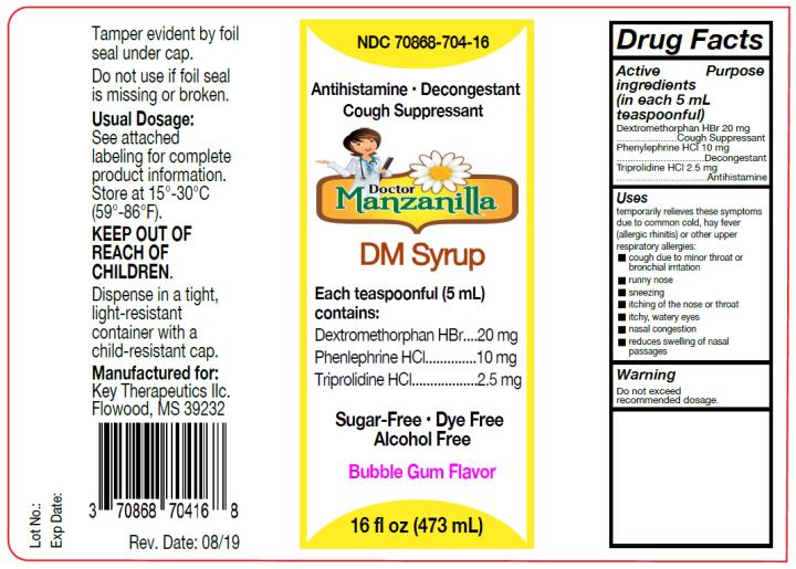 PRINCIPAL DISPLAY PANEL
NDC: <a href=/NDC/70868-704-16>70868-704-16</a>
DM Syrup
Bubble Gum Flavor
16 fl oz (473 mL)
