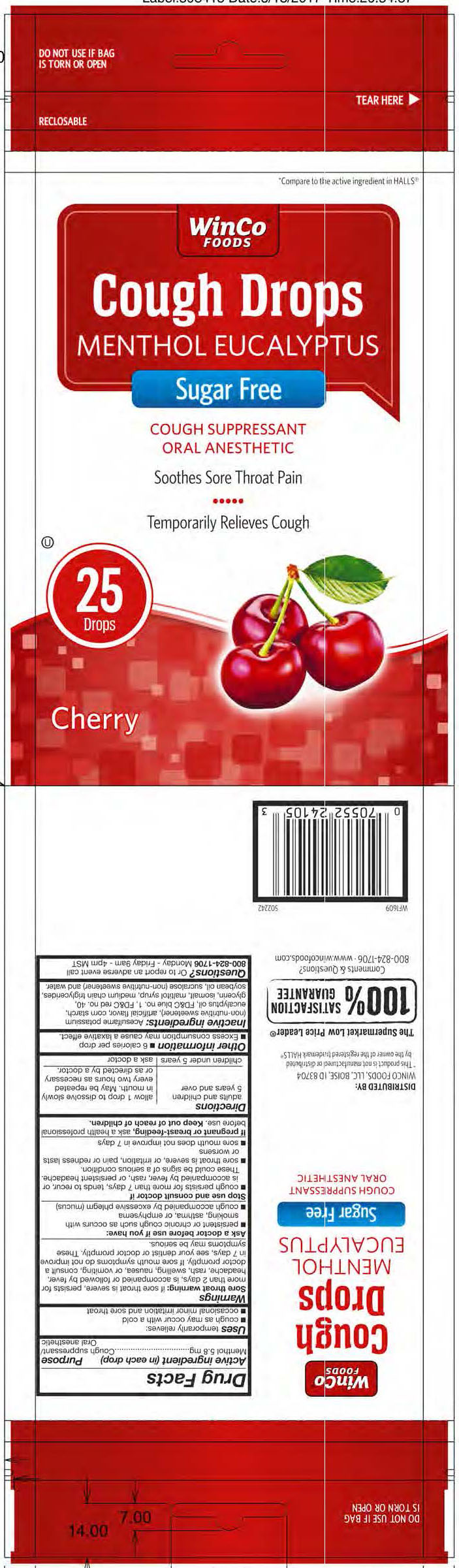 Winco SF Cherry 25ct cough drops