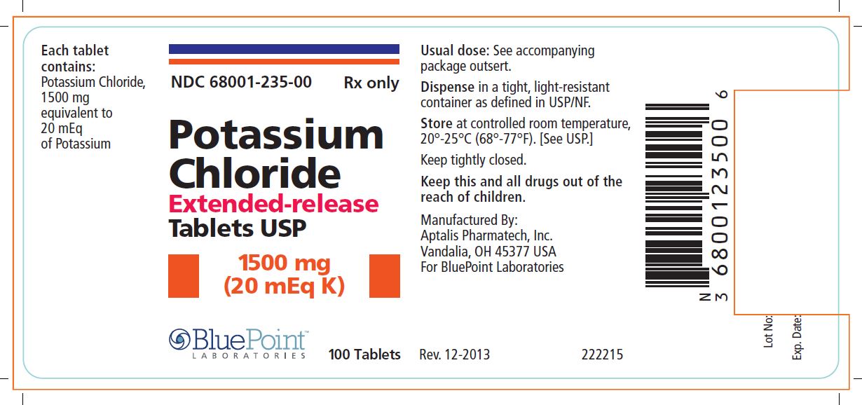 Potassium Chloride ER 20mEq K 100ct Label Tablets USP