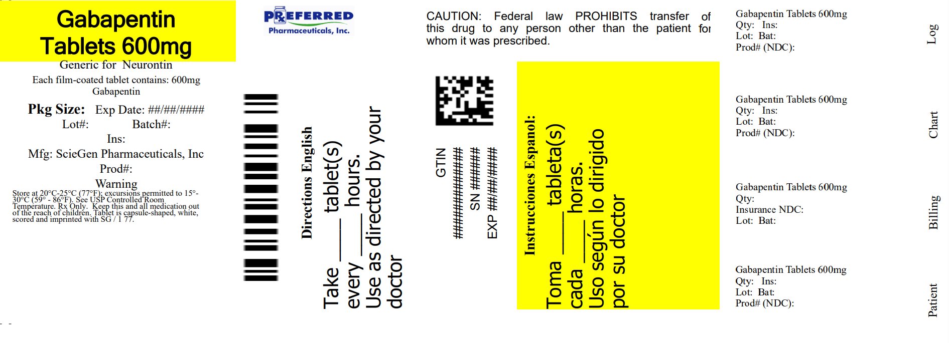 Gabapentin Tablets 600mg