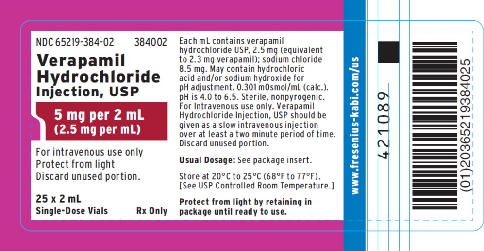 PACKAGE LABEL - PRINCIPAL DISPLAY – Verapamil Hydrochloride Injection, USP 2 mL Tray Label
